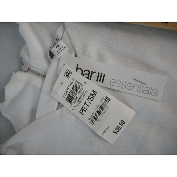 Bar III White V-neck Zippered Top Petite Small - Picture 8 of 8